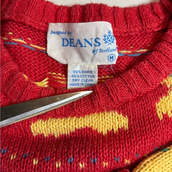 Vintage Deans of Scotland sweater. Teddy Bear motif‎ Ramie/Cotton blend. SZ Med - Picture 4 of 8